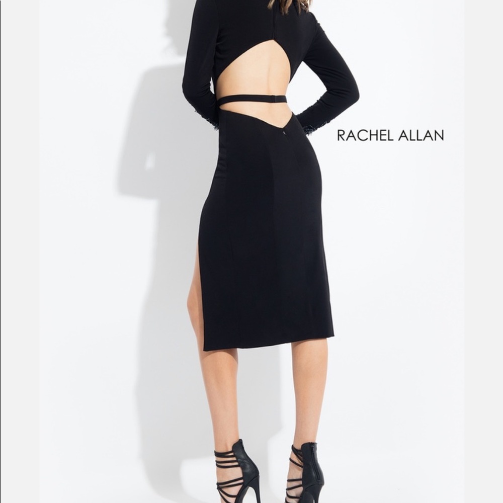 Rachel Allan LBD low back jersey long sleeve dress